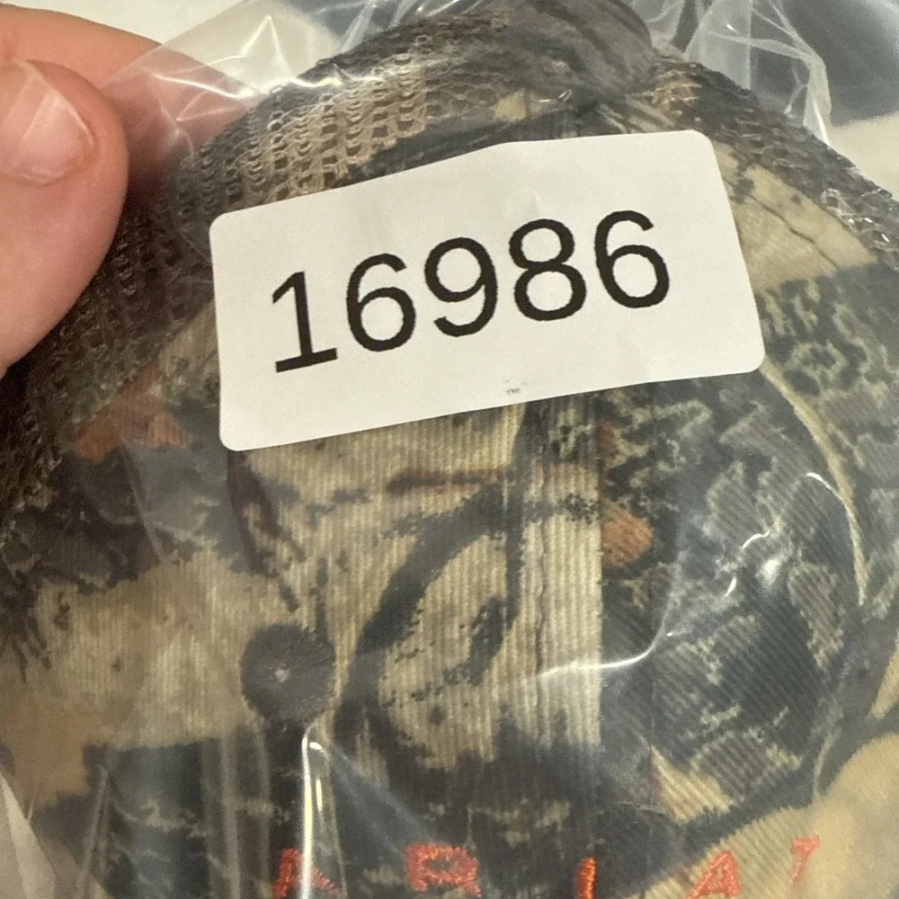 Ariat Men's Camo  Trucker Cap Hat Snap Back  orange logo